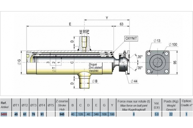 Hydraulický válec 4 st. 3495